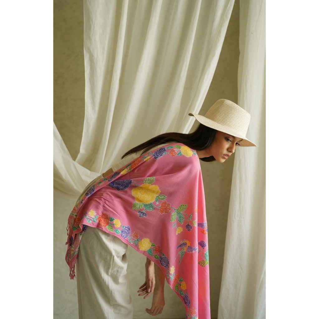 Selendang Batik Encim Plain Pink