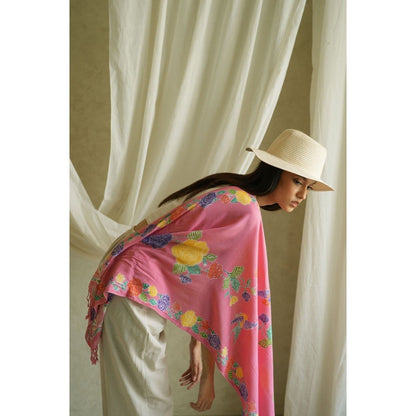 Selendang Batik Encim Plain Pink