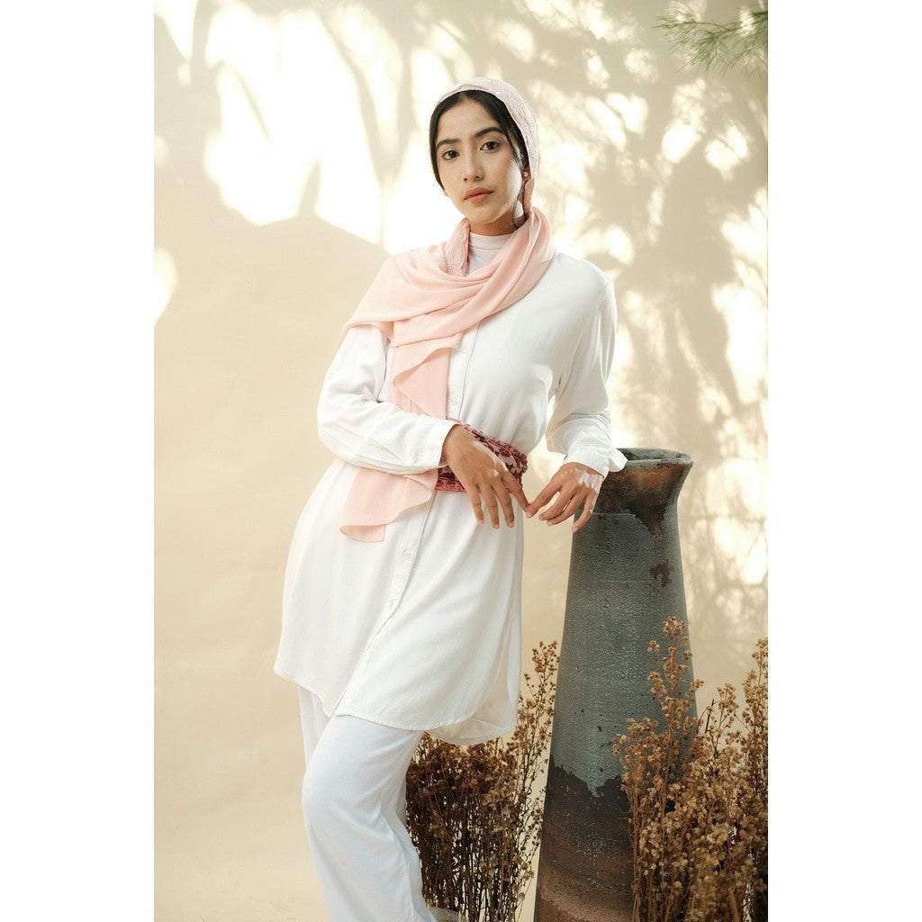 Embroidery Hijab Shawl - Hanna - Rose Quartz
