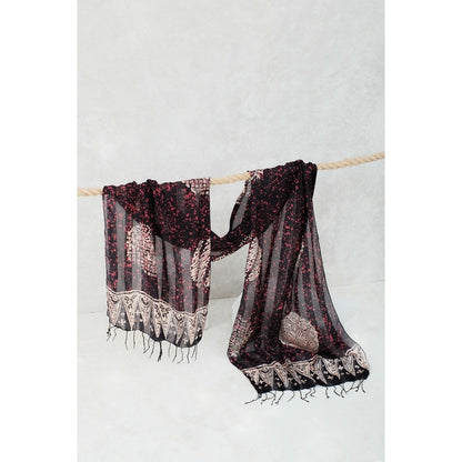 Syal Batik Sutra Jupri - Black Red - 45