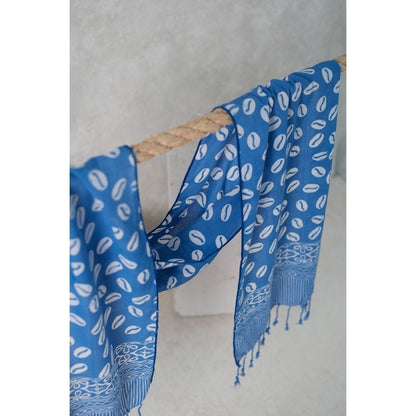 Scarf Batik Biji Kopi Biru Muda
