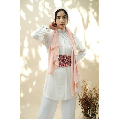 Embroidery Hijab Shawl - Hanna - Rose Quartz