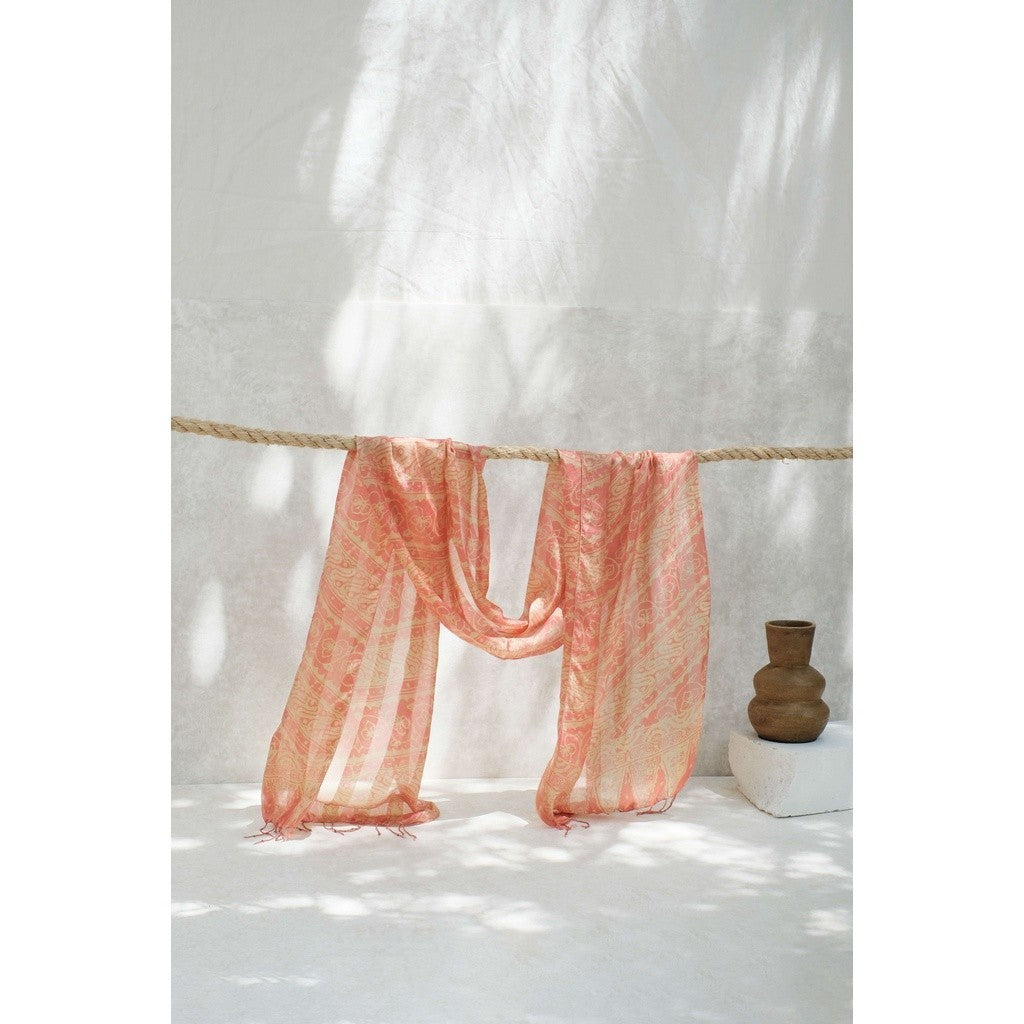 Syal Batik Sutra Parang Bunga - Pink - 45