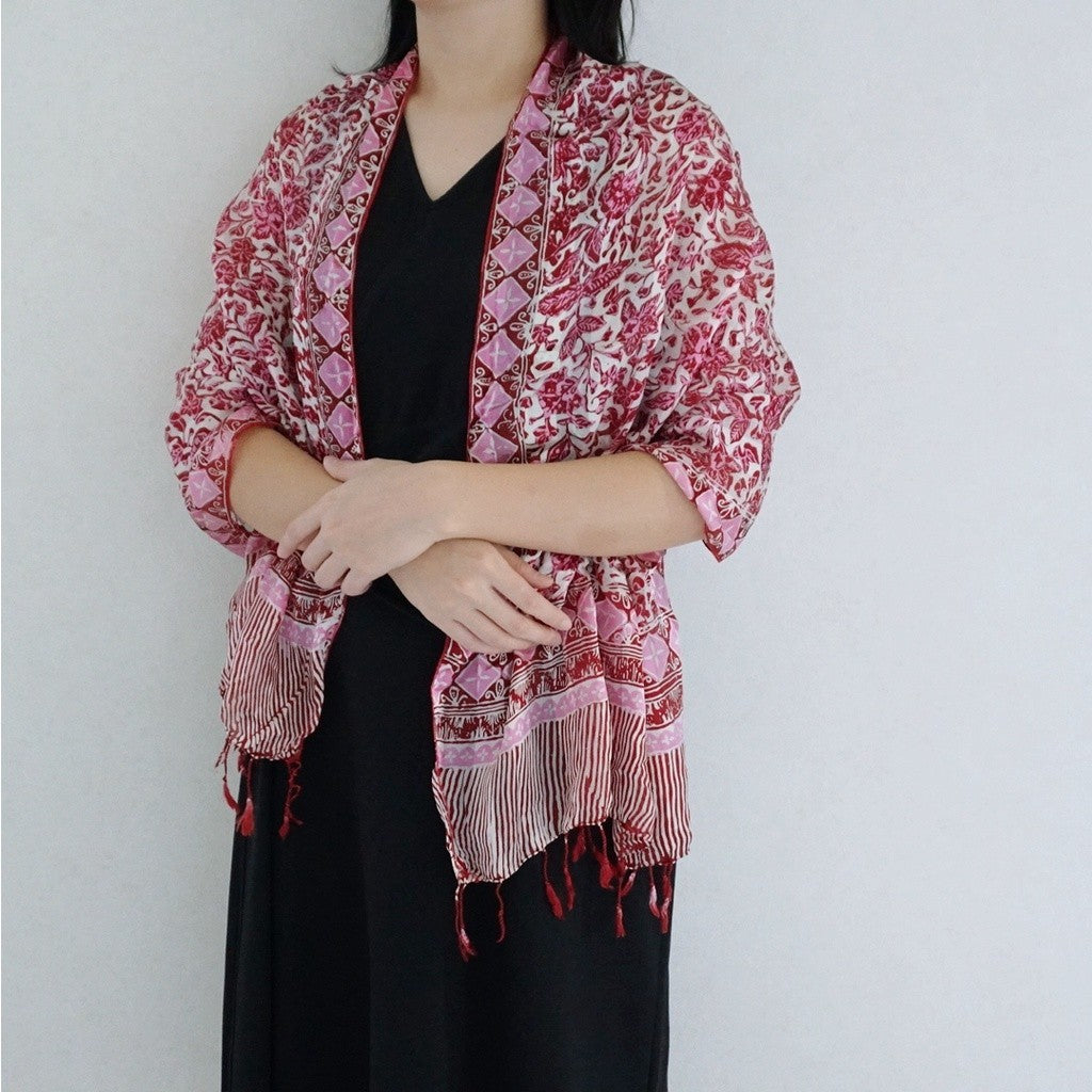 Syal Batik Sutra Pink 10