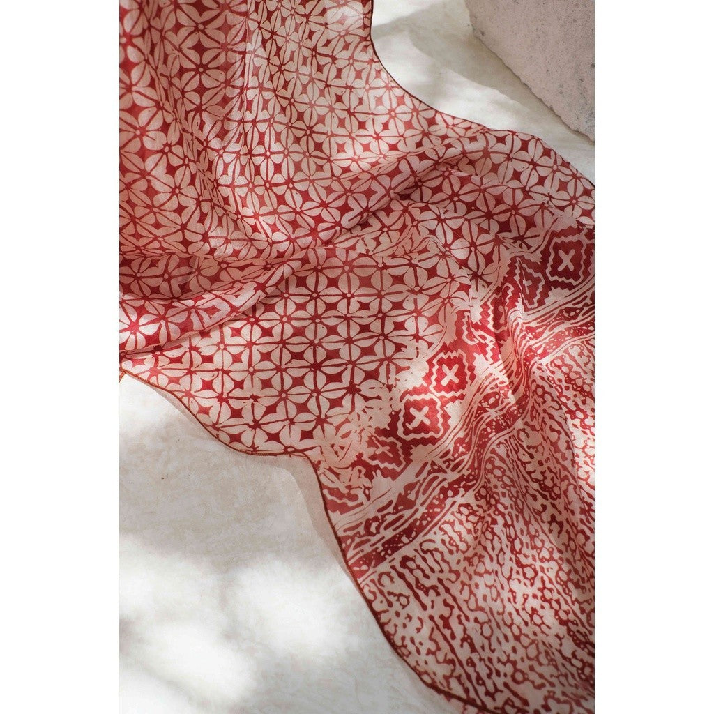 Syal Batik Sutra Kotak - Pink - 45