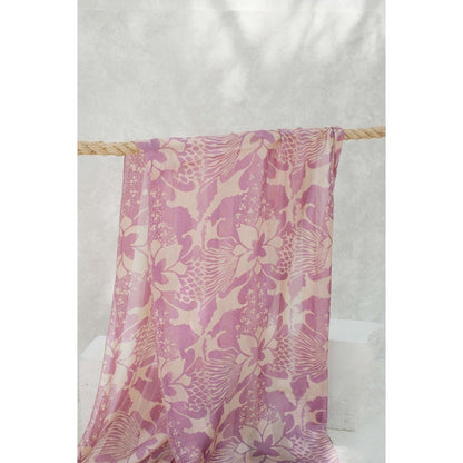 Syal Batik Sutra Bunga Pelikan - Purple - 45