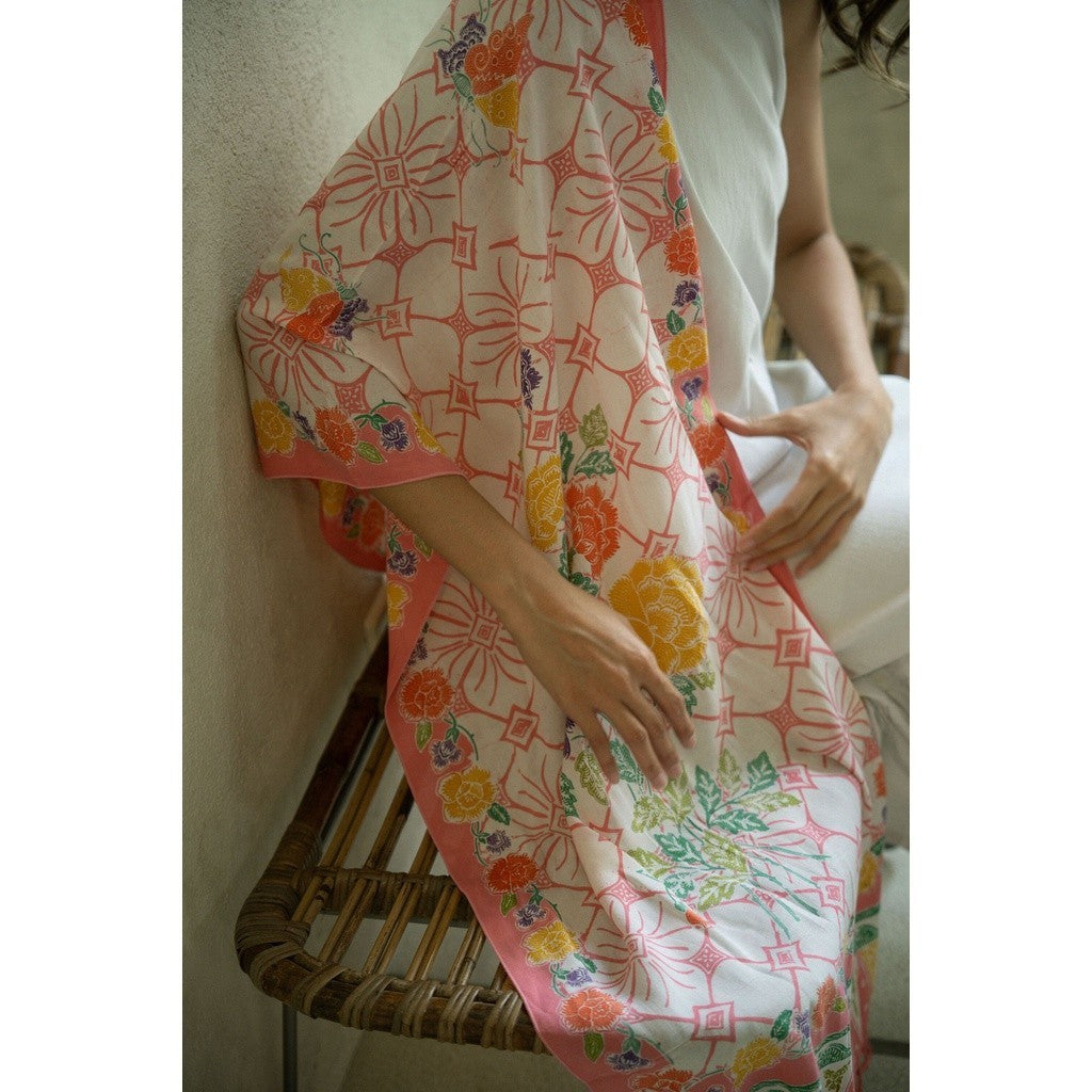 Selendang Batik Encim Kawung Pink