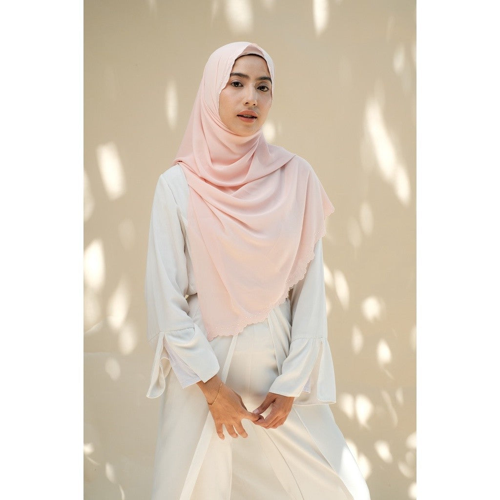 Embroidery Hijab Shawl - Malek - Rose Quartz