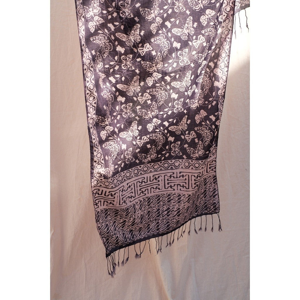 Scarf Batik Kupu - Grey Purple