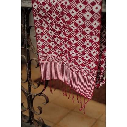 Scarf Batik TCN Kawung 4 Maroon Red