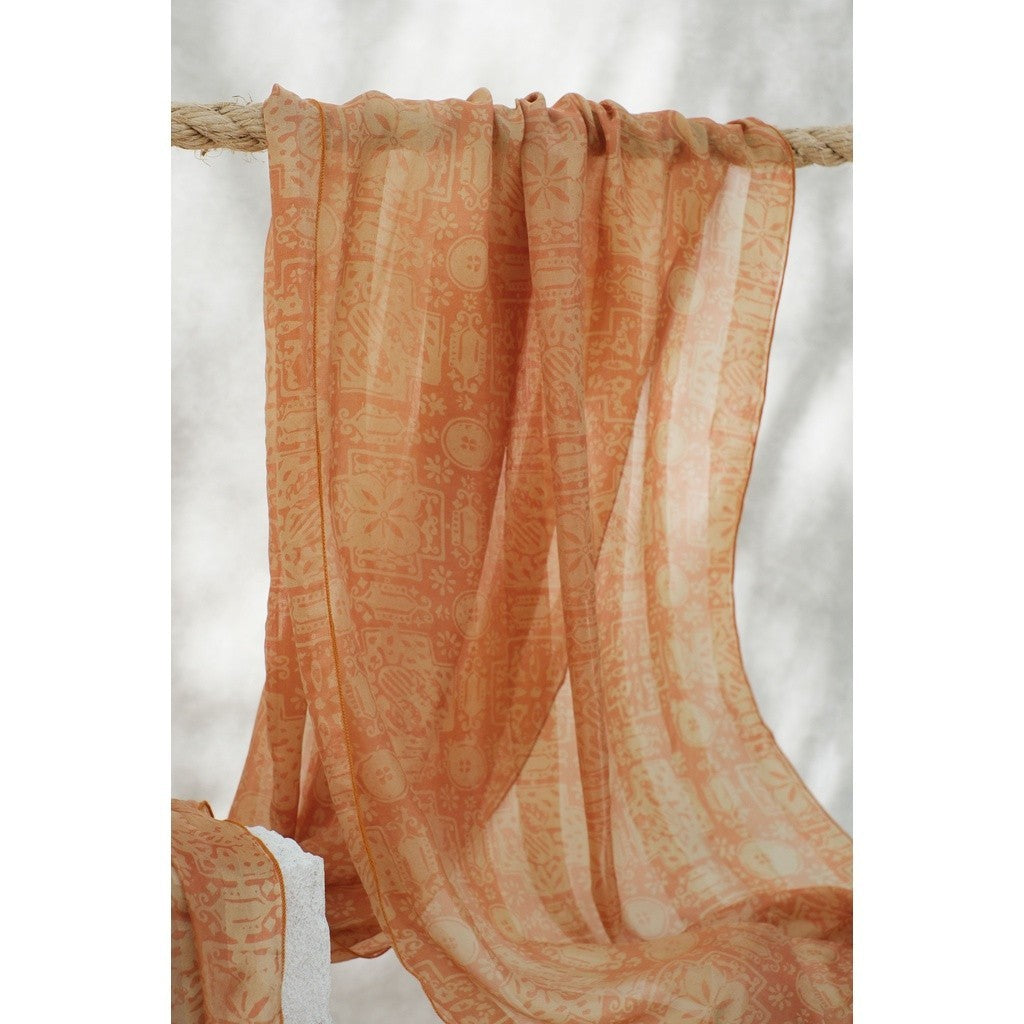 Syal Batik Sutra Kotak Kancing - Gold - 45