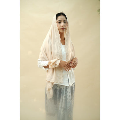 Embroidery HIjab Shawl - Flora - Oat