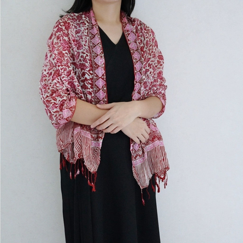 Syal Batik Sutra Pink 10