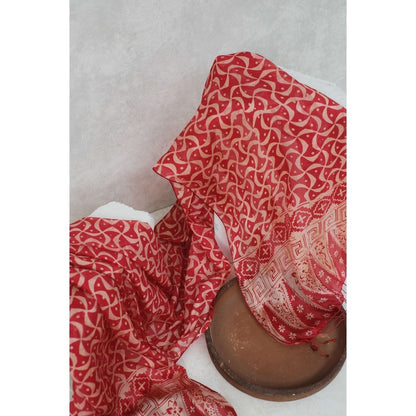 Syal Batik Sutra Bulan Sabit - Red - 45