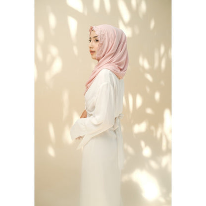 Embroidery Hijab Shawl - Flora - Blush Pink