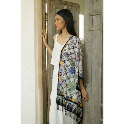 Selendang Batik Encim Kawung Black