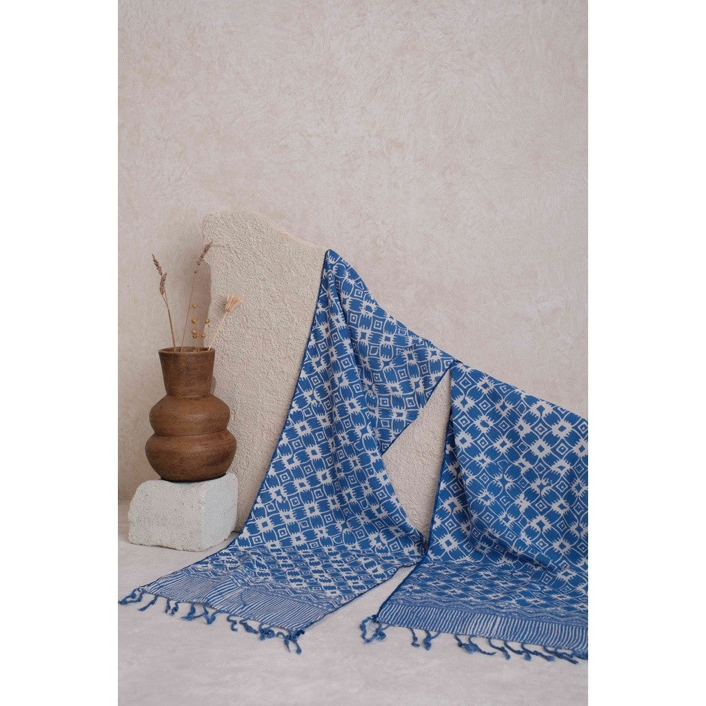 Scarf Batik TCB Kawung 4 Blue