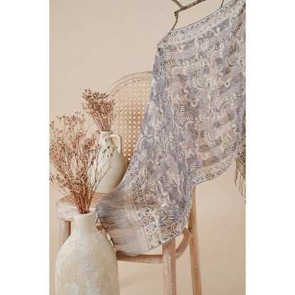 Syal Batik Sutra Pastel Blue 02